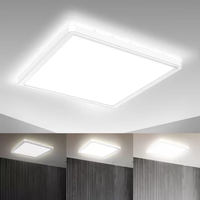 LED Deckenlampe dimmbar Panel flach indirekt Deckenleuchte Wohnzimmer Büro weiß