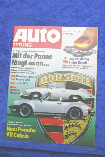 Auto Zeitung 4/82 Ford Fiesta XR2 Mercedes 380 SEC Jaguar XJS HE Porsche 911 SC