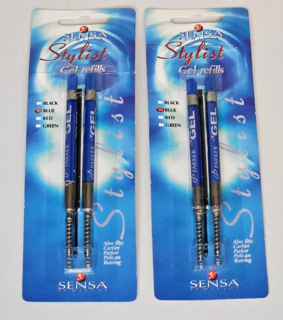 Genuine Sensa Stylist Gel Ballpoint Pen Blue 2-Pack Gel Refill Lot of 2