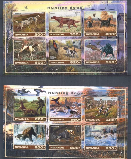 Rwanda 2017 Mini Sheet Set Mnh Hunting Dogs Jagdhunde