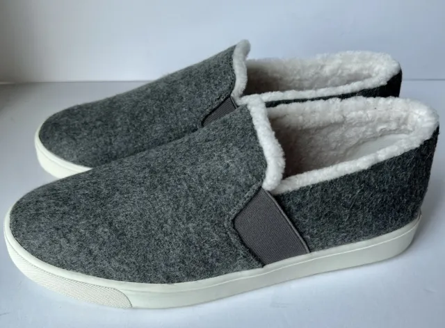 VINCE Blair Shearling Lined & Trim Slip-On Sneakers Heather Gray US 9.5