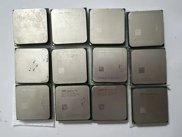 Lot of 12 Mixed AMD CPU Untested GOLD RECOVERY SCRAP