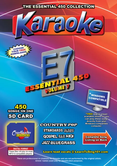 Chartbuster Essential 450 Karaoke Songs Vol 7 SD Card or USB CDG Music 4 PLAYER