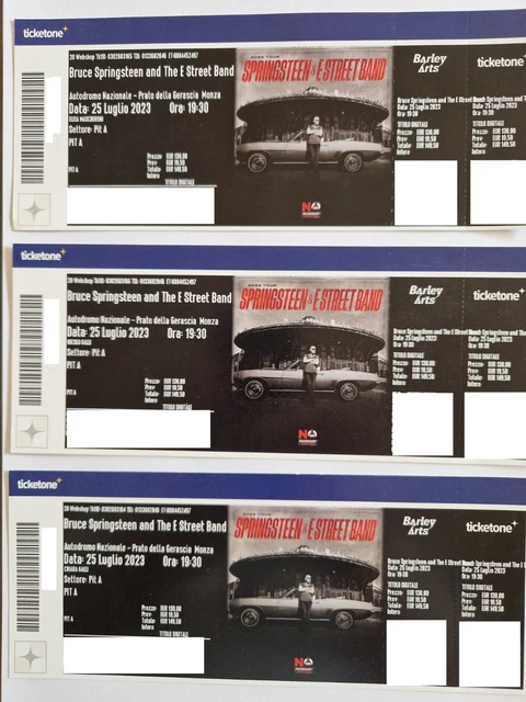 3 biglietti concerto bruce springsteen Parco di Monza PIT A 25 luglio 2023