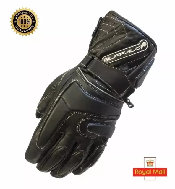 Buffalo Arctic Leather Motorcycle Gloves, Thermal, Waterproof (Size XS)