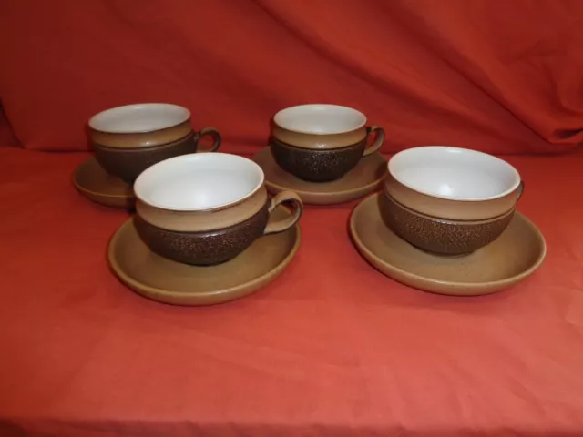 Denby Langley Stoneware Cotswold Coffee / Tea Cup Saucer X 4