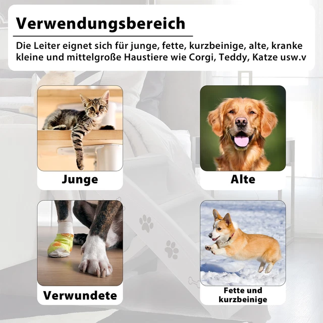 Hundetreppe, 4 Stufen Haustiertreppe, klappbar, Steighilfe für Auto Katzentreppe 5
