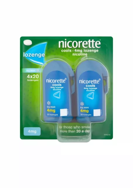 Nicorette Cools 4mg Lozenge Icy Mint 4 X 20 Lozenges ( 80 In Total ) Long Expiry