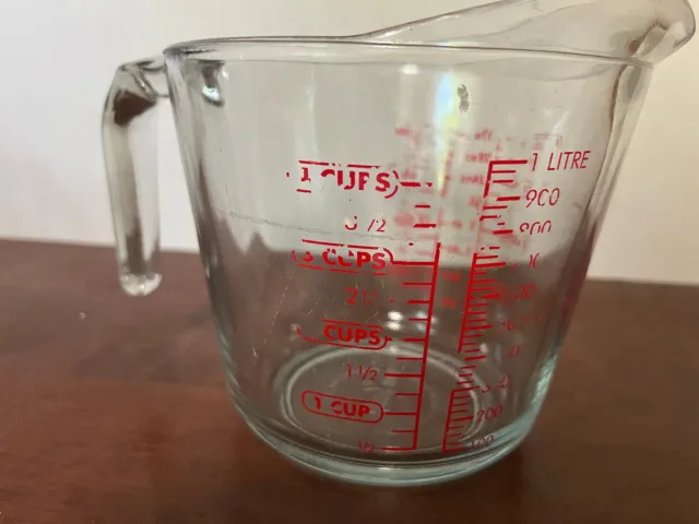 Anchor Hocking 4-Cup 32oz/1-Liter Liquid Glass Measuring Cup Red Lettering