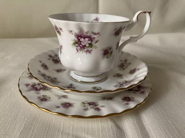 Vintage Royal Albert "Sweet Violets" Trio Set - Cup, Saucer, Side Plate