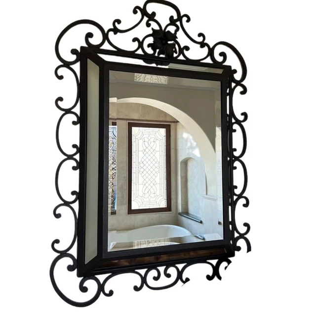 Ornate Wrought Iron Wall Mirror
