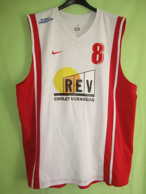 Maillot Cholet Basket Nike Basketball vintage Jersey Porté #8 REV Blanc - XL