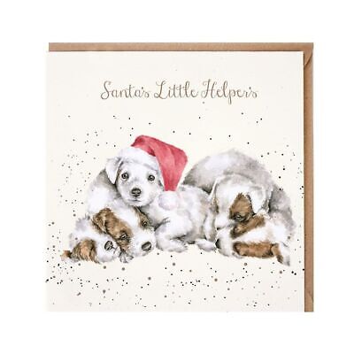 Wrendale Designs Santa's Little Helpers Puppy Dog Christmas Greetings Card 15cm