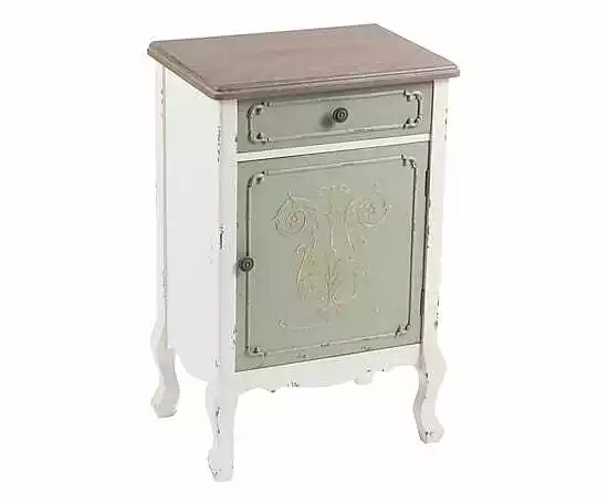 Rustic Wood small cabinet 1 door + 1 Drawer Shabby style made in Italy