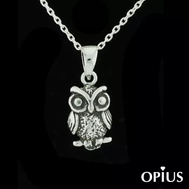 Solid 925 Sterling Silver Owl Pendant Necklace Bird Animal