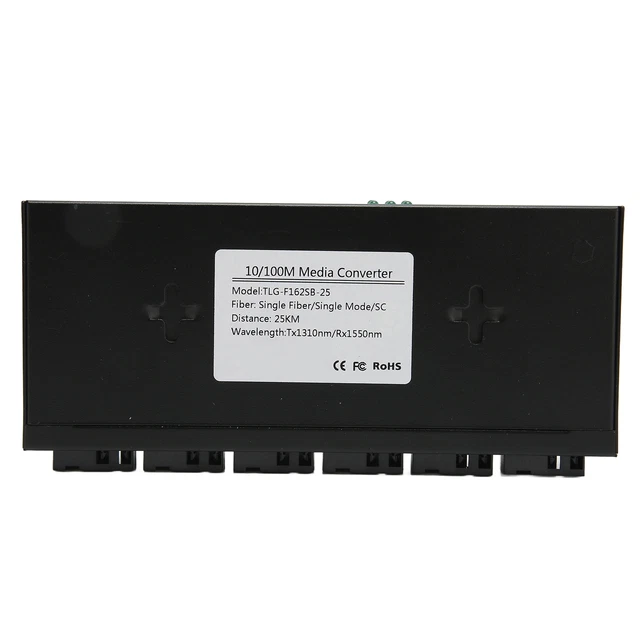 (Prise UE) Commutateur Fibre Ethernet Métal 2 Ports électriques RJ45