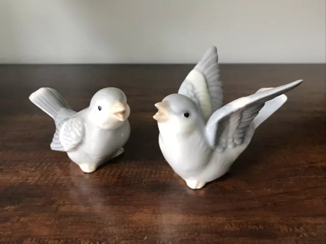 Set of 2 OTAGIRI Porcelain Blue/Gray Bird Figurines Made From Japan