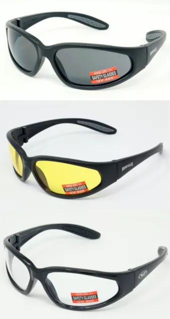 Hercules Multipack Unbreakable Motorcycle Sunglasses 1 Clear 1 Yellow 1 Smoked