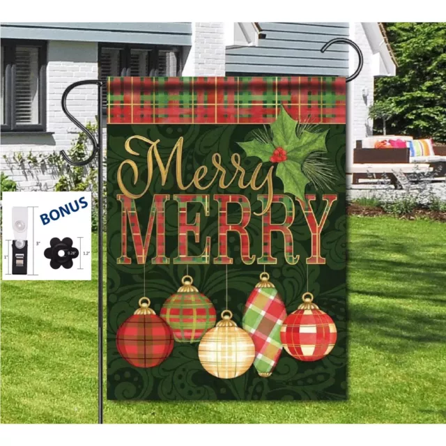 Christmas Polyester 12 x 18 Double Sided Holiday Merry Merry Garden Flag