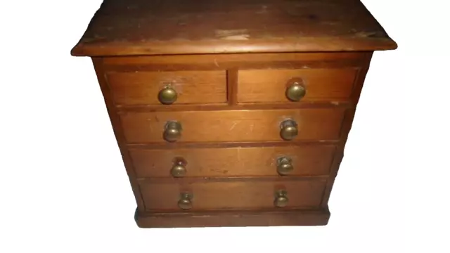 Antique Table Top Pine Chest Of Drawers