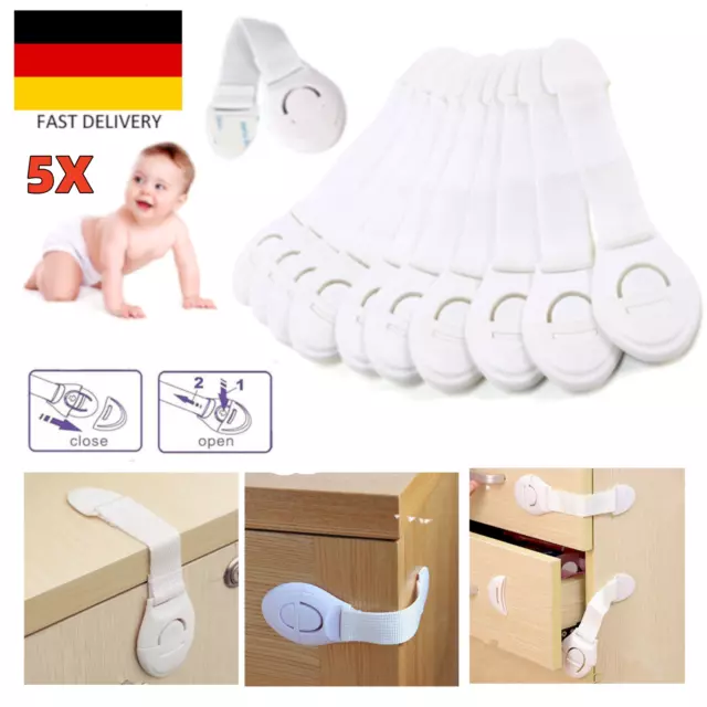 5X Baby Sicherheit  Kind Schlösser Beweis Schrank Schublade Kühlschranktür DE