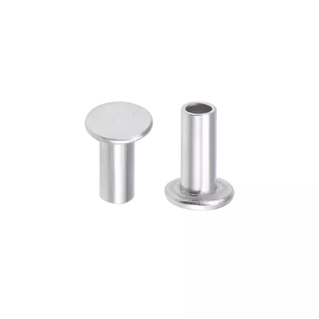 100Pcs M3x7mm Aluminium Tête plate Semi-tubulaire Rivets Argenté