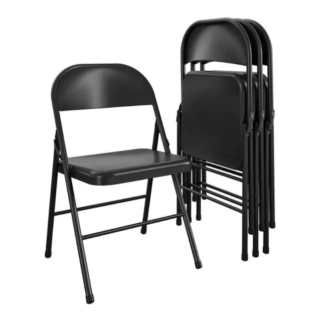 Steel Folding Chair (4 Pack),black,heavy Duty and Durable, Easy Storage,freeship