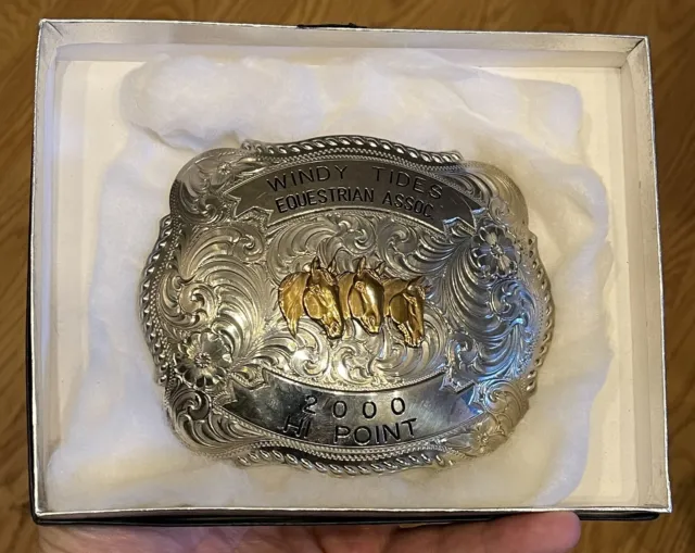 WINDY TIDES EQUESTRIAN ASSOC. 2000 HI POINT by Wages German Silver Belt Buckle.