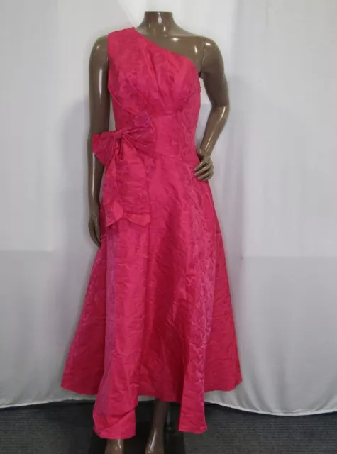 Shoshanna Womens Midi Dress Pink Size 0 Midnight Jacquard Gaia One Shoulder