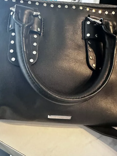 Rebecca Minkoff black leather studded Satchel/ crossbody strap 2