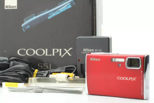 [Near MINT] Nikon COOLPIX S51 8.1MP Red Digital Camera From JAPAN