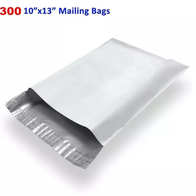 300 10x13 White Poly Mailers Shipping Bags Self Sealing Plastic Envelopes 2.5Mil