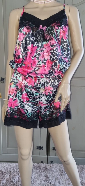 Tuta classica orsacchiotto MATALAN nero rosa mix floreale raso busto pizzo 12+ UK