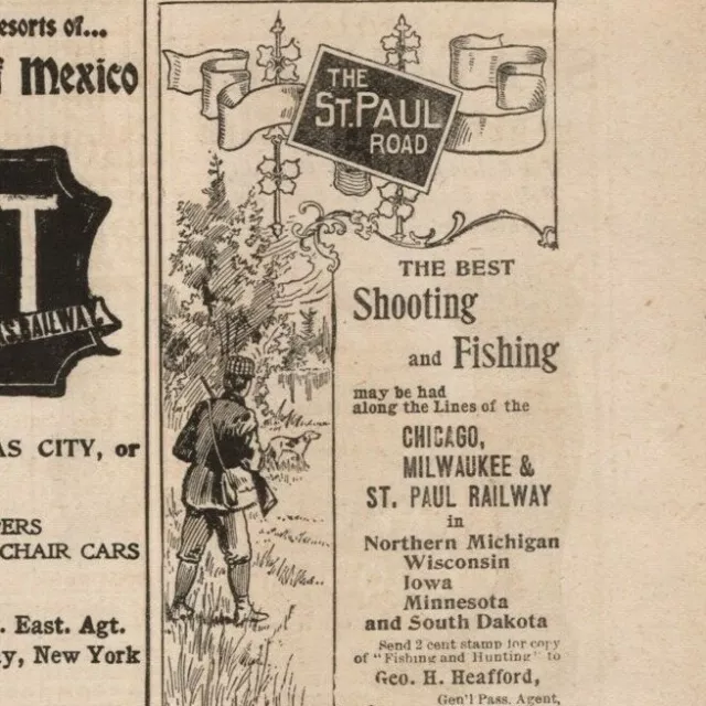 1890s-1910s Print Ad Railroad Railway St Paul, Missouri Kansas Texas, Frisco