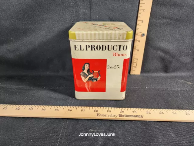 Vintage El Producto Blunts Empty Tin Box 50 Cigar 2 for 25 Cents 6" X 4.5" Empty