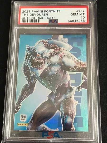 2021 Panini Fortnite SERIES 3 #232 THE DEVOURER OPTICHROME HOLO PSA 10