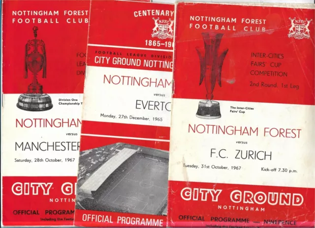 8 Nottingham Forest home programmes 1964/5-1971/2 v Man Utd, Norwich, Zurich etc