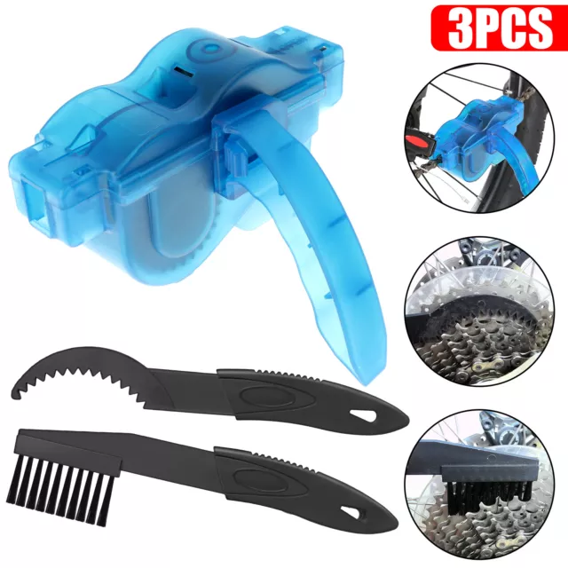 Bicycle Chain Cleaner Bike Wash Tool Cycling Scrubber Cleaning Brushes Wheel Set