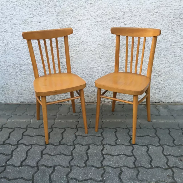 Pair 2pcs Vintage TON Coffee Bistro Dining Bentwood Chair 70s