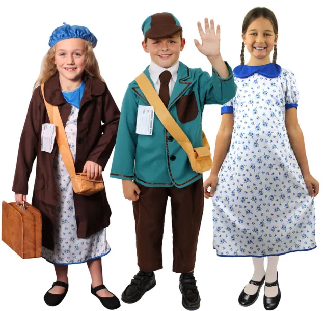 Kids 1940S Costume School Curriculum Boys Girls Book Week Day Fancy Dress Outfit