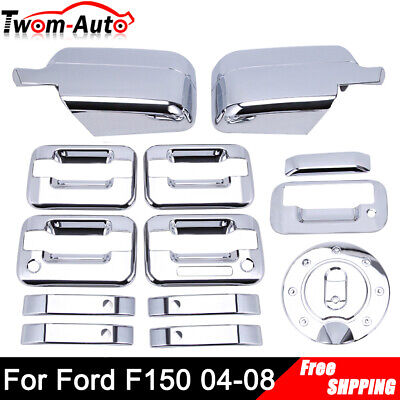 For 04-08 05 06 07 Ford F150 Full Chrome Mirror+4 Door Handle+Tailgate+Gas Cover