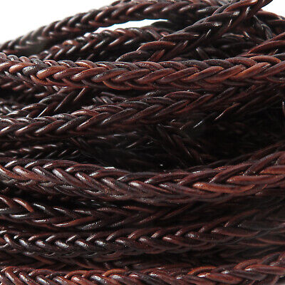 Cordón de cuero trenzado cuadrado | 3 mm - marrón antiguo - cinta cuadrada