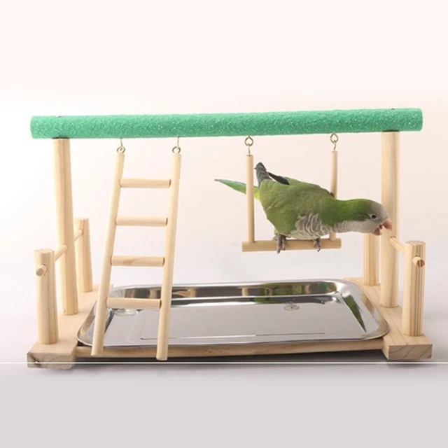 Vogelständer Tabletop Papagei Barsch Holz Tragbares Spielplatzspielzeug für