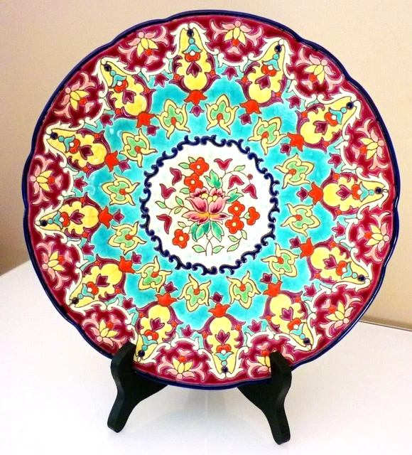 Grande Assiette Emaux De Longwy, Art Deco, Signe M.p. Chevallier Modele Lamballe