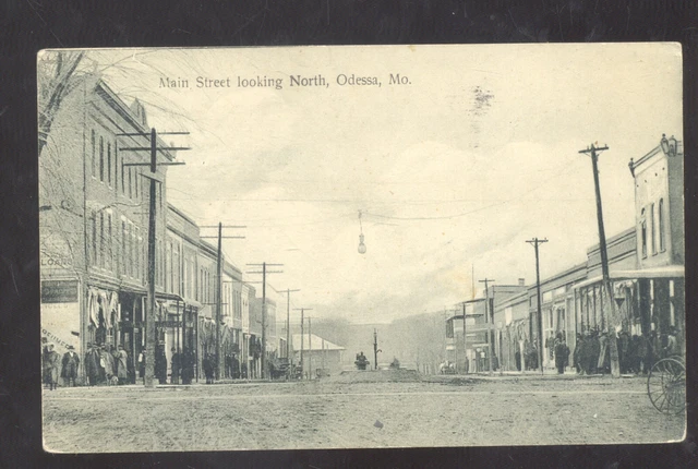 Odessa Missouri Downtown Main Street Scene Stores Vintage Postcard Mo.