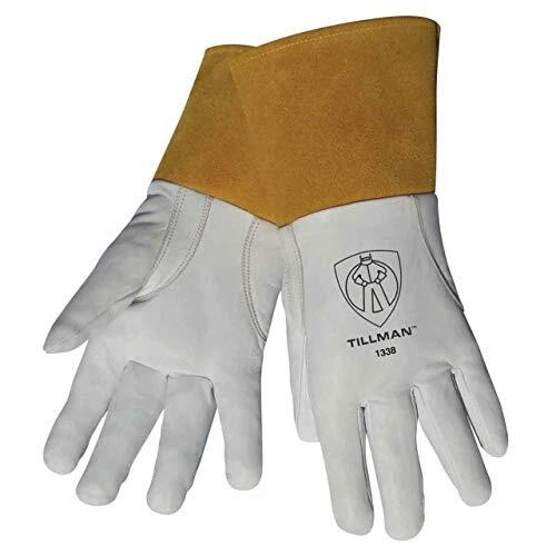 1338 Top Grain Goatskin TIG Welding Gloves with 4" Cuff, Small,White
