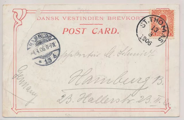 LR50976 Denmark 1906 Danish West Indies to Hamburg fine postcard used