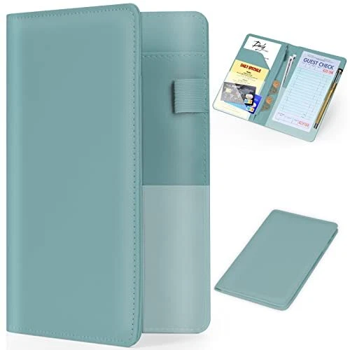 Server Books for Waitress - Premium Pu Leather - 5 x 8 Inch with Zipper Pocket