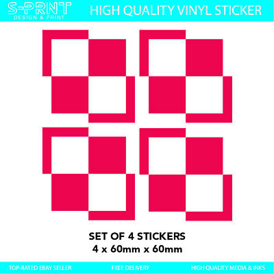4 x Polish Air Force checkerboard flag - Self Adhesive  Vinyl Stickers  S43