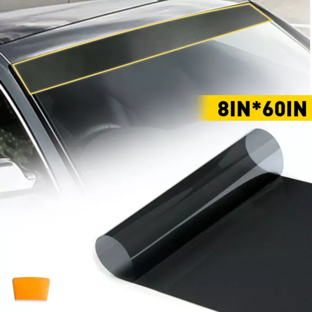 "Visiera a strisce solari premium decalcomania vinile stendardo parabrezza pellicola PVC fusa nero 60""x8"
